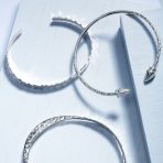 Modern Round Square Stackable Hammered Matte Finish Bangle Bracelet .925 Sterling Silver - Image 3
