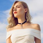 Choker Necklace with Black Velvet and Rhinestone Waterfall Fringe for Prom - Image 4