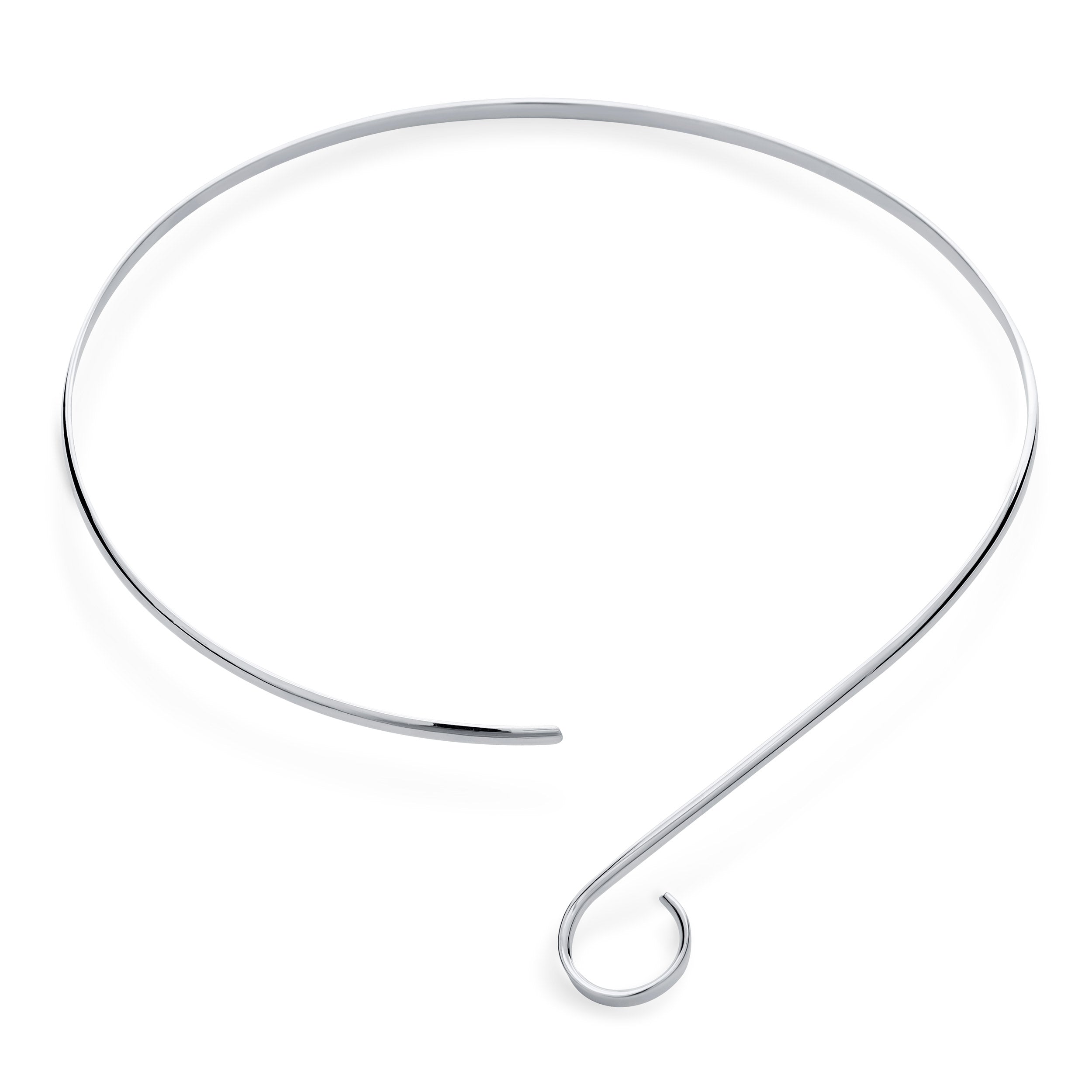 choker-v-swirl-shape-silversstr-ckswirl-az-1 Modern S Swirl Geometric Collar Choker Statement Necklace .925 Silver Sterling - Image 1