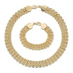 Panther Link Collar Necklace Bracelet Jewelry Set Gold