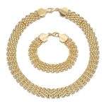 Panther Link Collar Necklace Bracelet Jewelry Set Gold