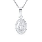 Christian Our Lady Of Guadalupe Medallion Pendant Necklace Sterling Silver