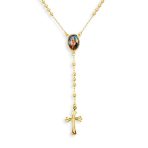 Religious Prayer Rosario Virgin Mother Mary Rosary Beads Necklace Gold Plated