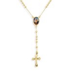 Religious Prayer Rosario Virgin Mother Mary Rosary Beads Necklace Gold Plated