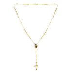 Religious Prayer Rosario Virgin Mother Mary Rosary Beads Necklace Gold Plated - Image 2