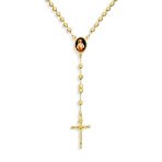 18K Gold Plated Rosary Beads Necklace Sacred Heart Crucifix