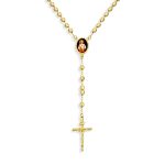 18K Gold Plated Rosary Beads Necklace Sacred Heart Crucifix