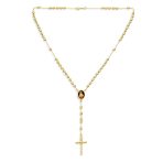 18K Gold Plated Rosary Beads Necklace Sacred Heart Crucifix - Image 2