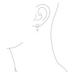 Religious Spiritual Eternal Circle & Fleur De Lis Cross Earrings Sterling Silver - Image 3