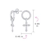 Religious Spiritual Eternal Circle & Fleur De Lis Cross Earrings Sterling Silver - Image 4