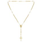 18K Gold Plated Virgin Mary Rosary Necklace Crucifix Beads - Image 2