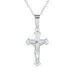 Simple Christian Catholic Pendant Necklace Jesus Crucifix Cross Silver Chain