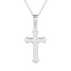 Simple Christian Catholic Pendant Necklace Jesus Crucifix Cross Silver Chain - Image 2