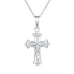 Religious Jesus Passion Crucifix Cross Pendant Necklace .925 Sterling Silver 18 Inch