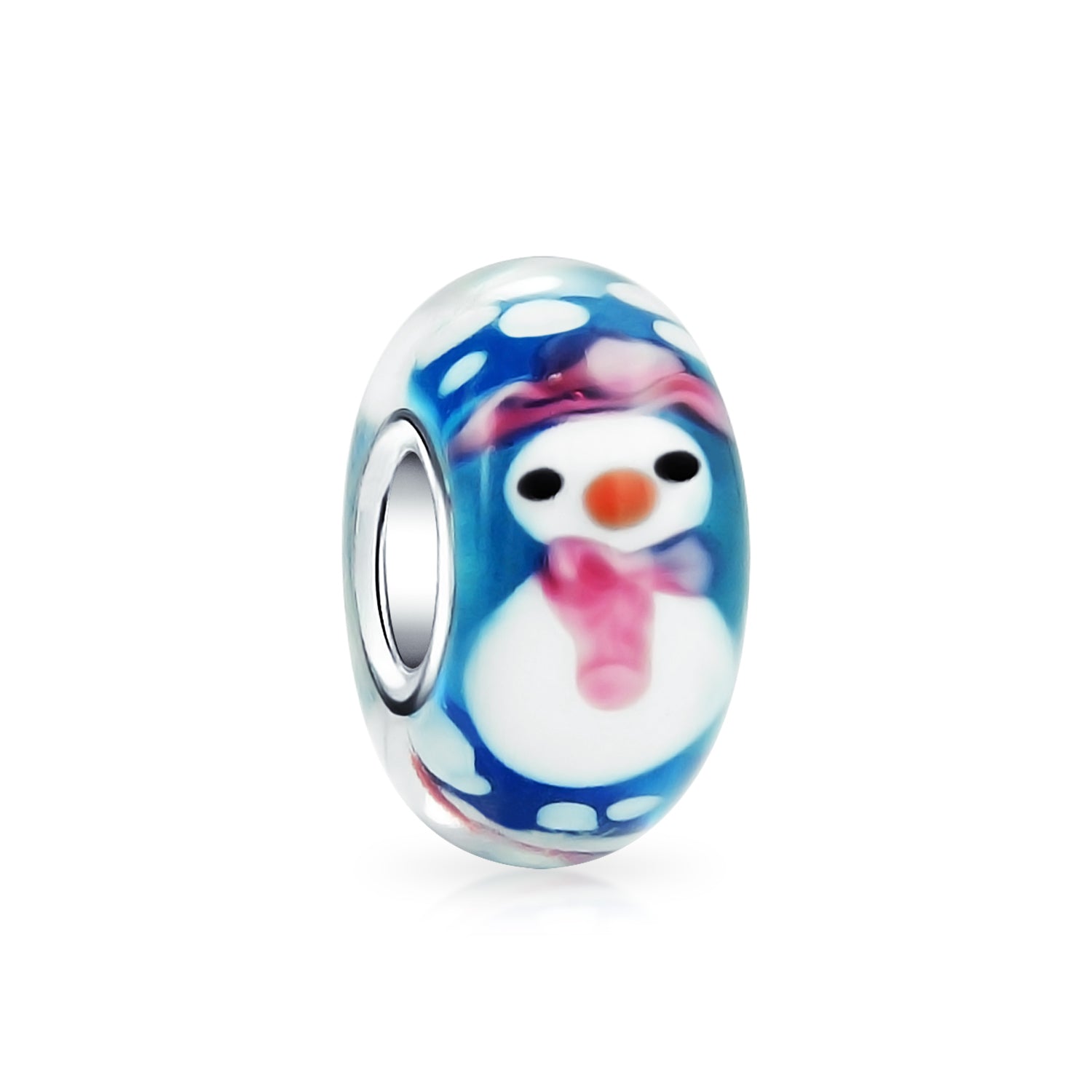 christmas-bead-snowman-glass-murano_pbx-pbgj5037_1 Christmas Charm Bead Snowman Murano Glass for European Bracelets - Image 1