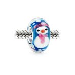 Set of 2 Christmas Charm Bead Snowman Murano Glass Silver for European Bracelet - Image 6