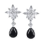 Cluster Floral CZ Teardrop Chandelier Clip-On Earrings - Image 4