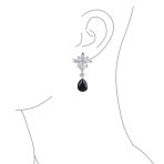 Cluster Floral CZ Teardrop Chandelier Clip-On Earrings - Image 6