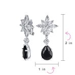 Cluster Floral CZ Teardrop Chandelier Clip-On Earrings - Image 8
