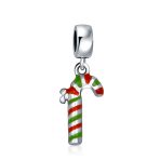 Christmas Charm Bead Red Green Peppermint Candy Cane Dangle for Bracelet