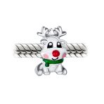 Rudolph Red Nose Reindeer Christmas Charm Bead for European Bracelets Silver - Image 3