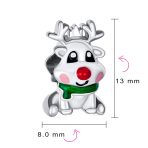 Rudolph Red Nose Reindeer Christmas Charm Bead for European Bracelets Silver - Image 4