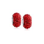 Set of 2 Solid Crystal Spacer Charm Bead Sterling Silver Core - Image 14