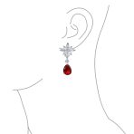 Cluster Floral CZ Teardrop Chandelier Clip-On Earrings - Image 5