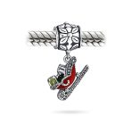 Christmas Charm Bead Red Santa Sleigh Dangle for European Bracelet Silver - Image 2