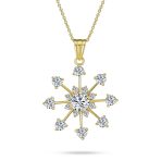 Festive Christmas Jewelry Set CZ Snowflake Earrings and Necklace Gold Plated - Image 2