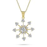 Festive Christmas CZ Snowflake Pendant Necklace Winter Holiday Party Gold Plated