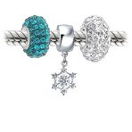 Blue White Crystal Christmas Charm Bead Snowflake Silver - Image 2