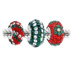 Christmas Charm Bead Red Green Flower Stripe Crystal Bundle for Bracelets - Image 2
