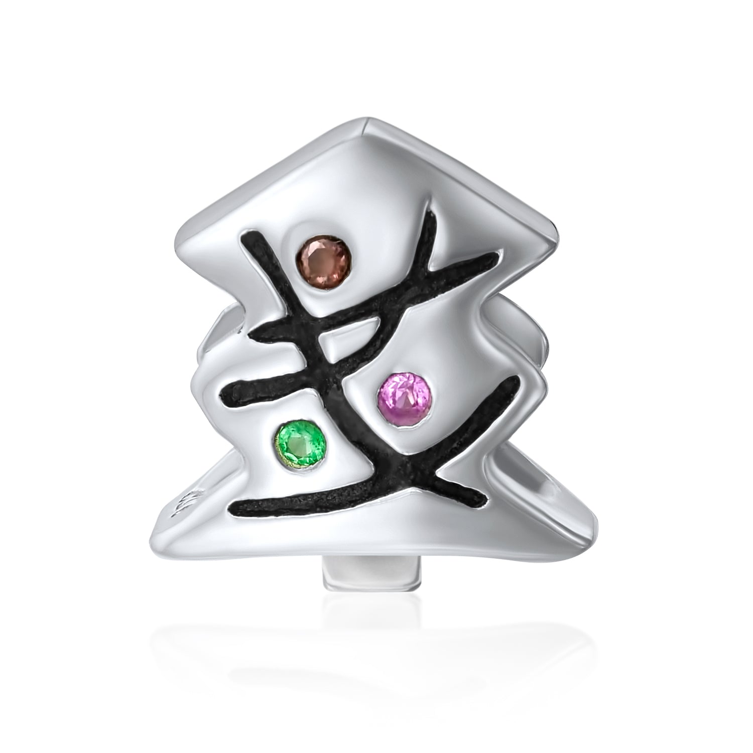 christmas-tree-cz-festive-holiday_pbx-df-sb-1155_0c736e3b-4cda-4173-96ff-f52c5e06fca1 Christmas Charm Bead Decorated Tree Sterling Silver for European Bracelet - Image 1