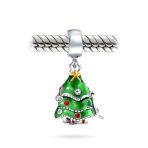 Green Christmas Charm Bead with Santa Locket for European Bracelets Silver - Image 3