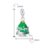 Green Christmas Charm Bead with Santa Locket for European Bracelets Silver - Image 4