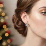 Holiday Star CZ Stud Earrings: Red & Green Sparkly Christmas Tree Design - Image 3
