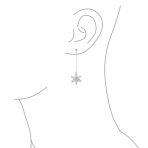 Winter CZ Snowflake Dangle Chandelier Earrings Sterling Silver for Holiday Party - Image 3