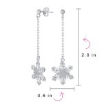 Winter CZ Snowflake Dangle Chandelier Earrings Sterling Silver for Holiday Party - Image 4