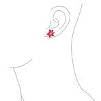 Large Statement Poinsettia Brooch Clip-On Earrings Set Red Enamel Gold Plated - Image 13