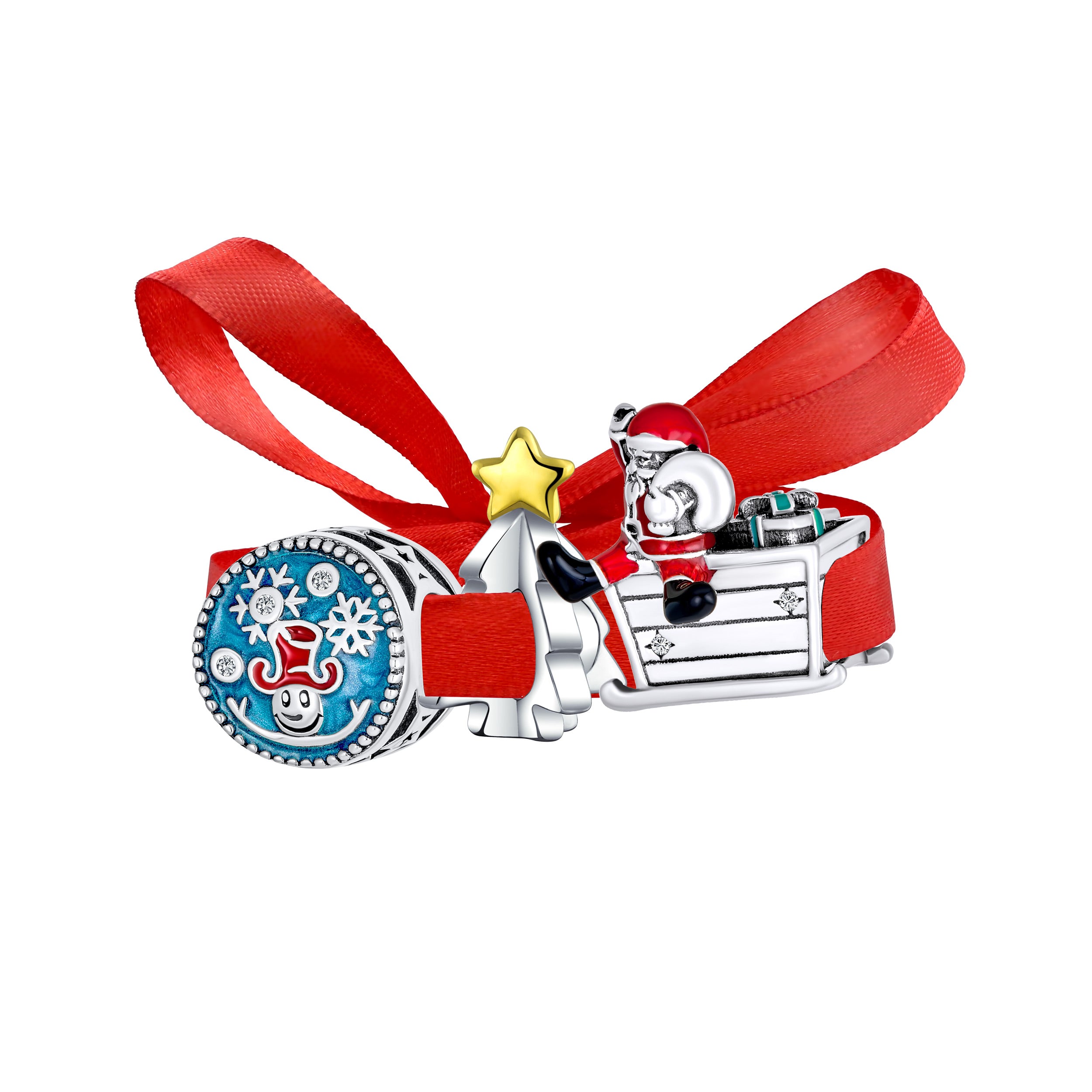 christmas_tree_snowman_charm_set_pbx-hg-212zuset Colorful Christmas Charm Bead Tree Snowman Santa and Sled for European Bracelet - Image 1