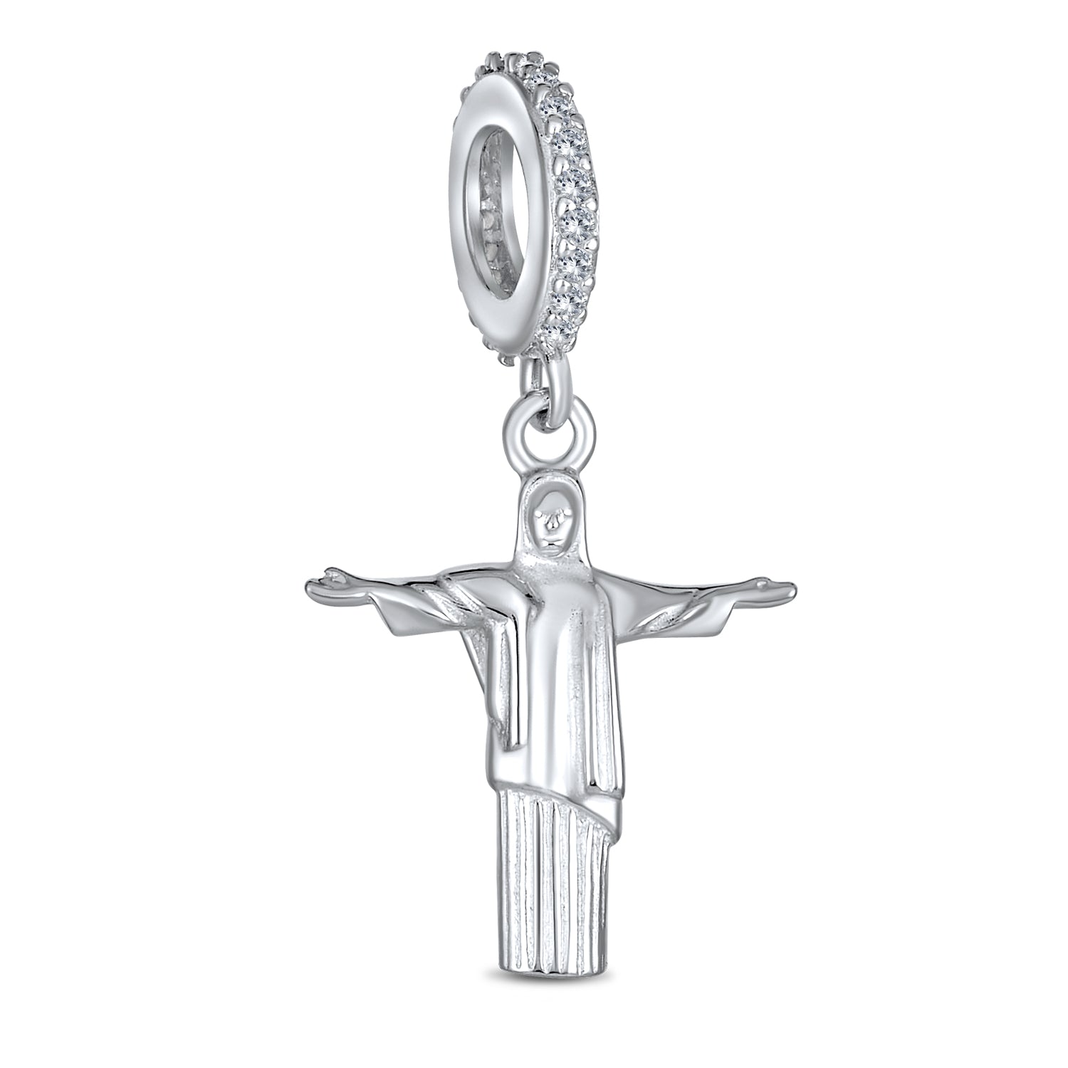 christo-silver-bead-jesus-redentor_pbx-hsd-695_1 Tourism Brazil Christo Redentor Jesus Dangle Charm Bead Sterling Silver Bracelet - Image 1