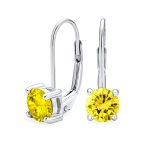 Classic Round 1CT CZ Solitaire Drop Stud Earrings .925 Sterling Silver Leverback - Image 6