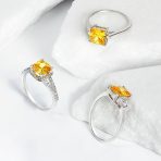 3CT CZ Solitaire Square Cushion Cut Engagement Ring Split Shank Band .925 Sterling Silver - Image 12