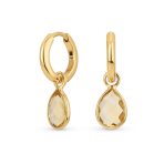 Classic 2 CTW Natural Stone Blue Aquamarine Teardrop Huggie Drop Earrings .925 Sterling Silver - Image 2