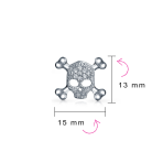 Dia De Los Muertos White CZ Skull Crossbones Stud Earrings Sterling Silver - Image 4