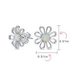 Spring Flower White Created Opal Daisy Stud Earring .925 Sterling Silver - Image 4