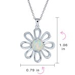 White Rainbow Opal Daisy Flower Pendant Necklace Silver - Image 7