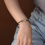 Black Woven Multi Strand Leather Bracelet Silver Tone Clasp - Image 3