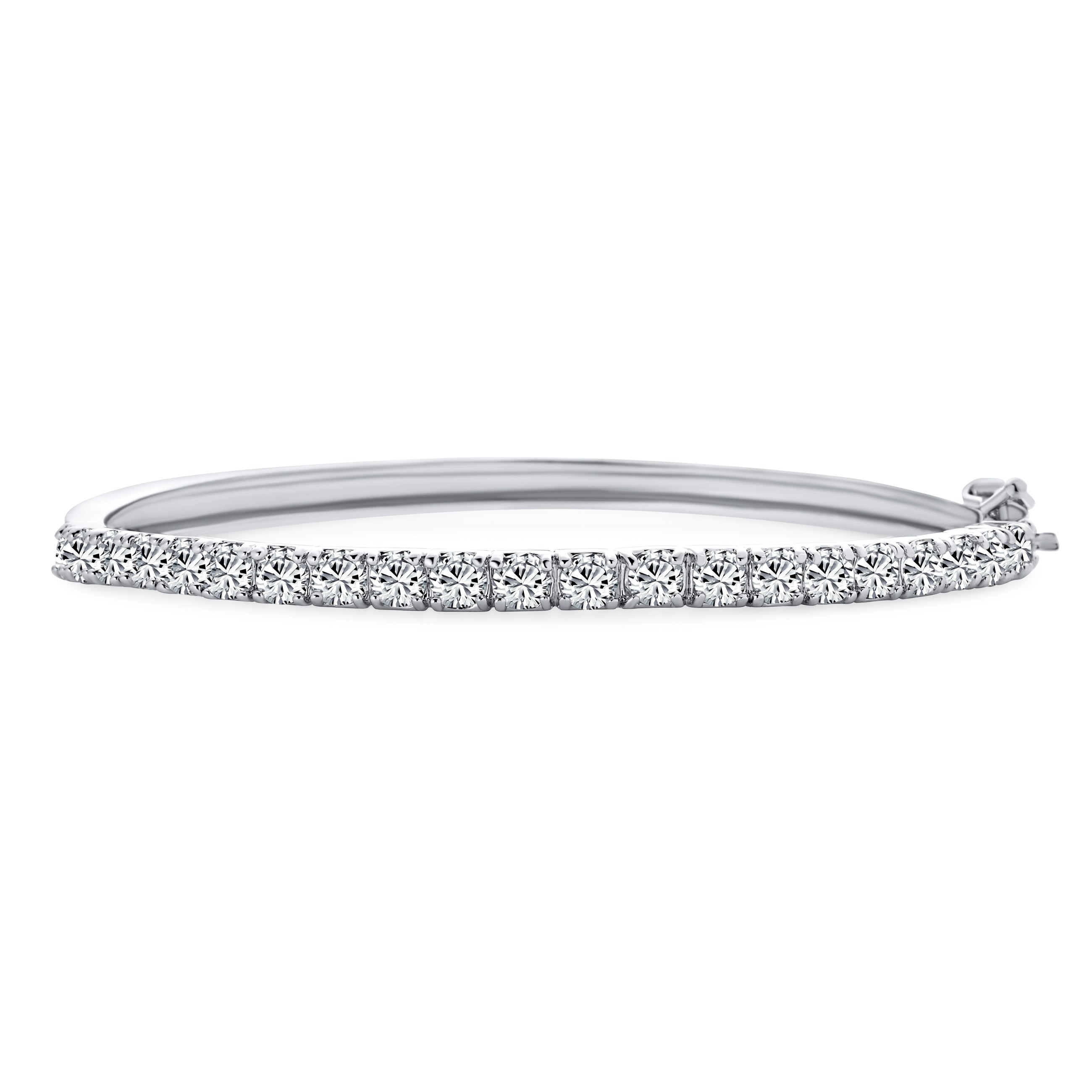 classic-aaa-cz-eternity-tennis-bangle-bracelet-mdr-230b-012-az-01 Formal Princess Cut CZ Stackable 1/2 Eternity Tennis Bangle Bracelet 7-7.5 Inch - Image 1